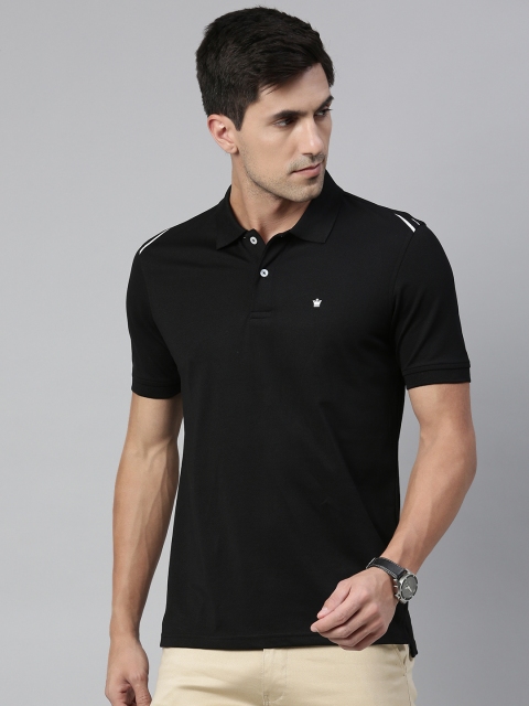 

Louis Philippe Men Black Pure Cotton Solid Polo Collar Pure Cotton T-shirt