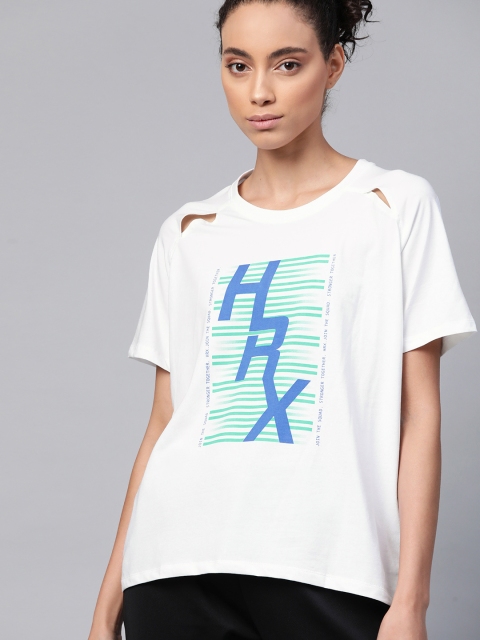 

HRX By Hrithik Roshan Women Optic White Printed Bio-Wash Lifestyle Tshirt