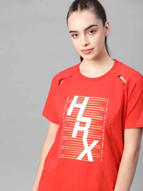

HRX By Hrithik Roshan Women High Risk Red Printed Bio-Wash Lifestyle Tshirt