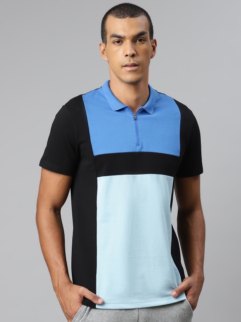 

HRX by Hrithik Roshan Men Blue Colourblocked Organic Cotton Lifestyle T-shirt