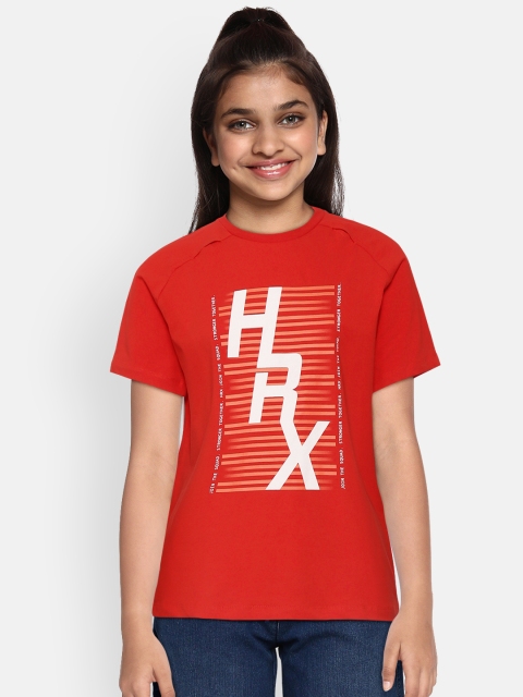 

HRX By Hrithik Roshan U-17 Girls High Risk Red Solid Bio-Wash Lifestyle Tshirt