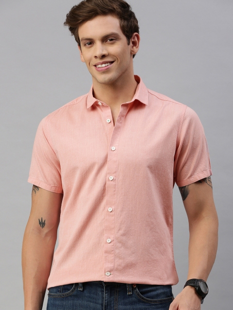 

M&H Our Water Men Peach-Coloured Slim Fit Solid Sustainable Casual Shirt