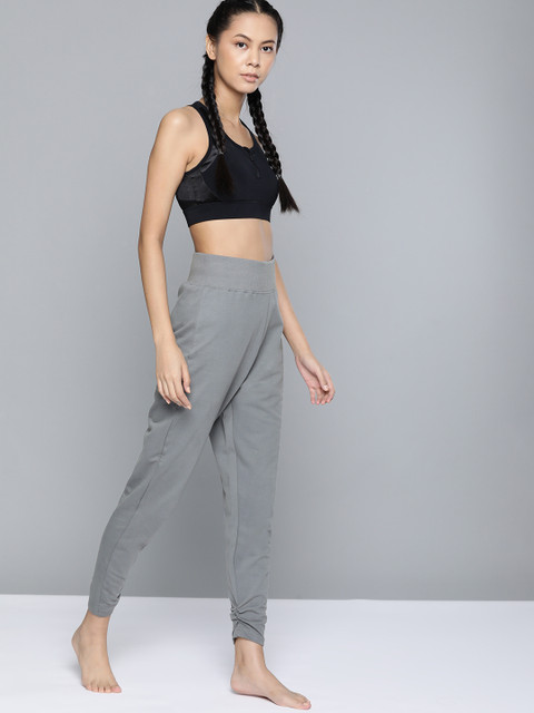 

HRX By Hrithik Roshan Women Grey Solid Drop Crotch Fit Organic Cotton Yoga Track Pants