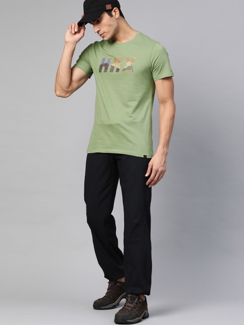 

HRX By Hrithik Roshan Men Oil Green Pure Cotton Typographic Bio-Wash Outdoor Tshirt, Olive