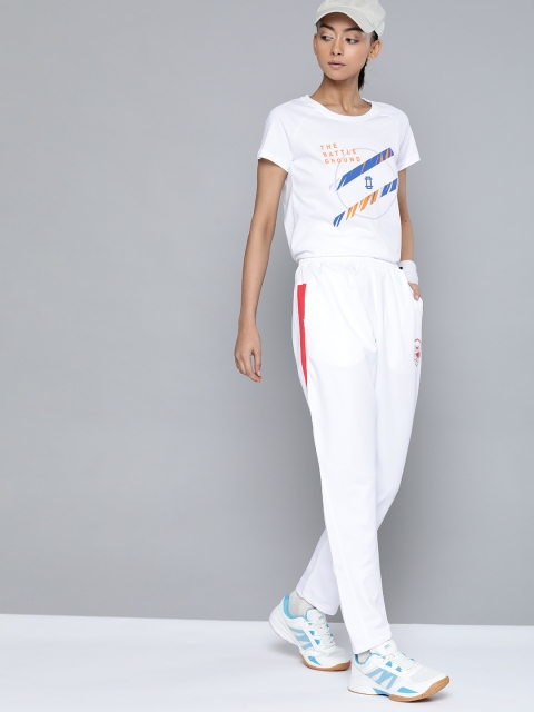 

HRX by Hrithik Roshan Women White Printed Bio-Wash Cricket T-shirt