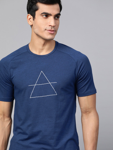 

HRX By Hrithik Roshan Men Estate Blue Geomertic Bamboo Cotton Antimicrobial Yoga Tshirt