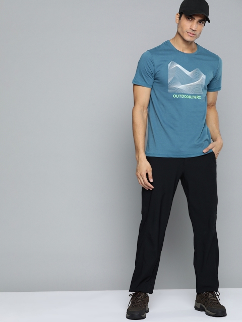 

HRX By Hrithik Roshan Men Oil Real Teal Graphic Bio-Wash Outdoor Tshirt