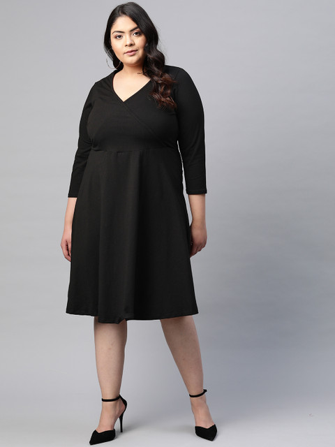 

DOROTHY PERKINS Plus Size Women Black Solid A-Line Dress