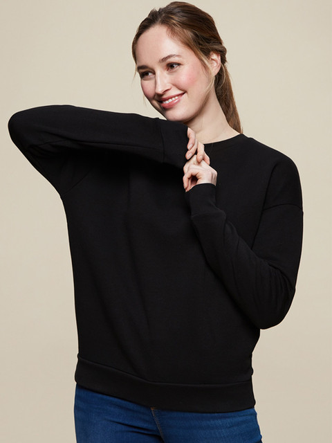 

DOROTHY PERKINS Women Black Pure Cotton Solid Sweatshirt