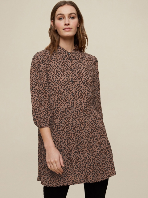 

DOROTHY PERKINS Women Brown & Black Animal Print Shirt Style Top
