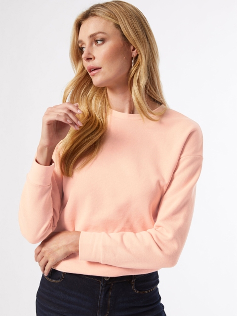 

DOROTHY PERKINS Women Pink Pure Cotton Solid Sweatshirt