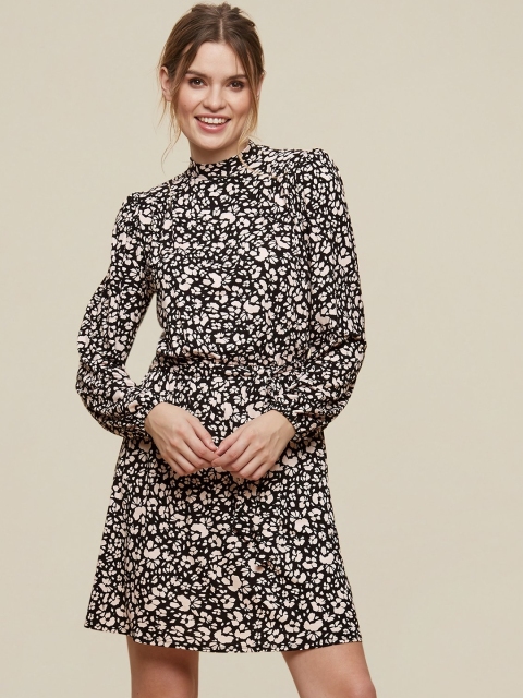 

DOROTHY PERKINS Women Pink & Black Abstract Print A-Line Dress