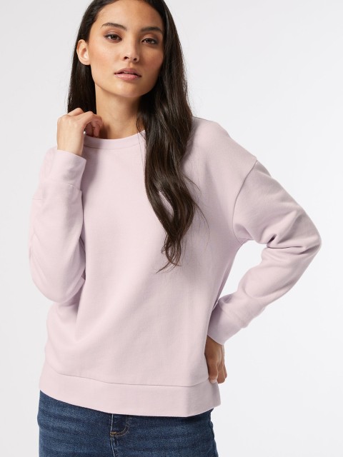 

DOROTHY PERKINS Women Lavender Pure Cotton Petite Solid Sweatshirt