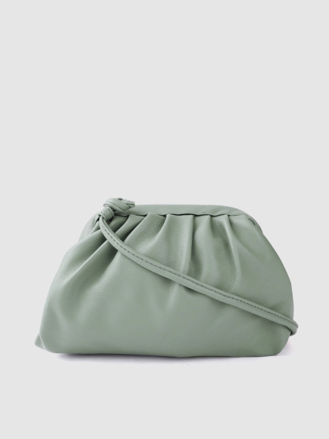 

DOROTHY PERKINS Women Green Solid Ruched Sling Bag