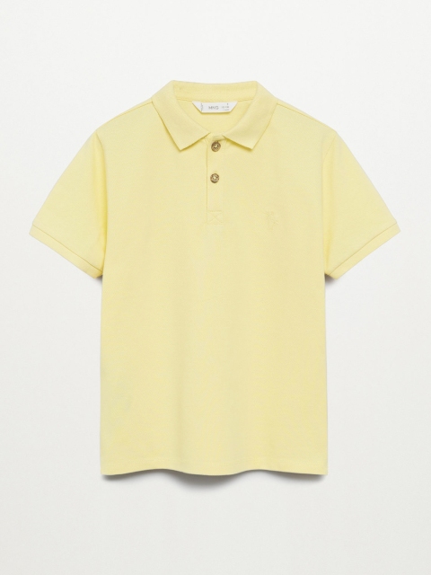 

Mango Kids Boys Yellow Solid Polo Collar Organic Cotton Sustainable T-shirt