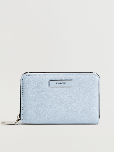 

MANGO Women Blue Solid Zip Around Wallet