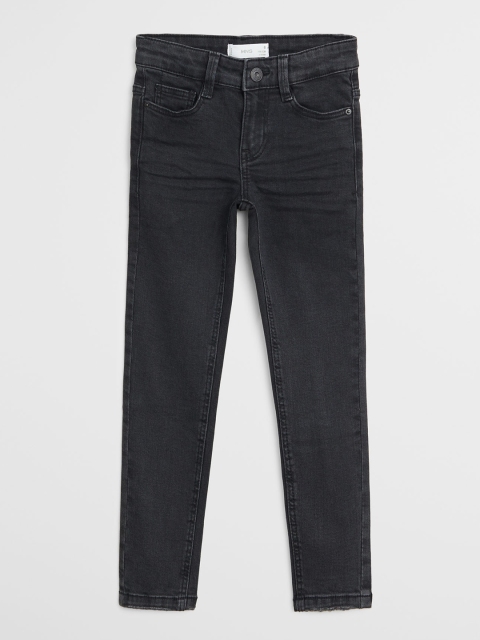 

Mango Kids Boys Black Slim Fit Mid-Rise Clean Look Stretchable Sustainable Jeans