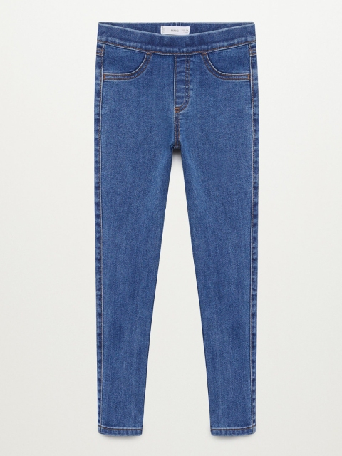 

Mango Kids Girls Blue Solid Jeggings