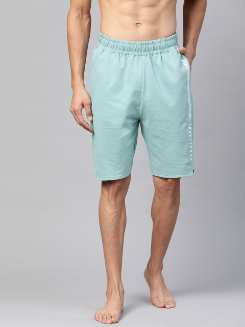 

HRX by Hrithik Roshan Men Sea Green Solid Organic Cotton Antimicrobial Yoga Sustainable Shorts