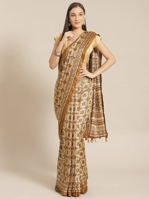 

KALINI Beige & Brown Printed Saree
