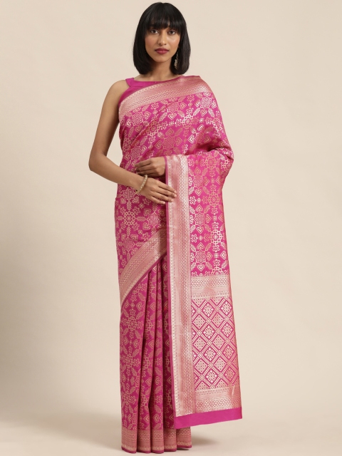 

SHAVYA Fuchsia & Gold-Toned Pure Silk Woven Design Saree
