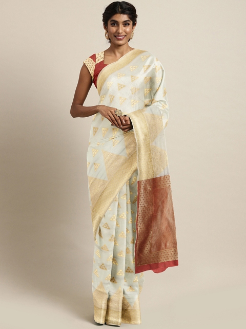 

KALINI White & Golden Pure Silk Woven Design Kasavu Saree
