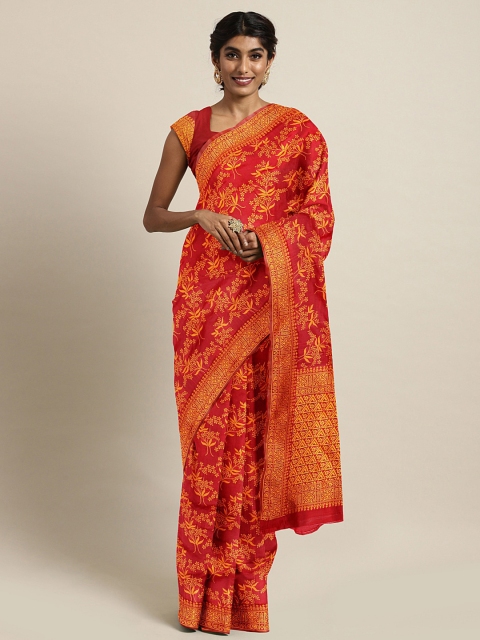 

Mitera Red & Orange Printed Saree