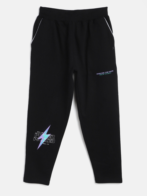 

HRX By Hrithik Roshan U-17 Boys Jet Black Solid Slim Fit Bio-Wash Lifestyle Track Pants