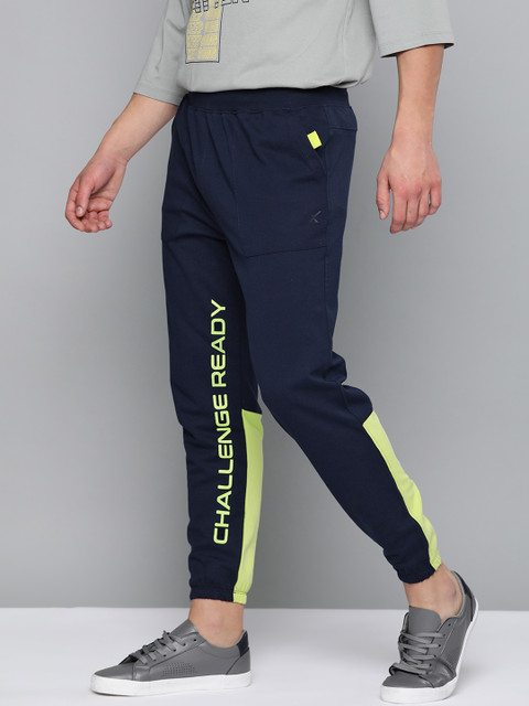 

HRX By Hrithik Roshan Men Medieval Blue Typographic Regular Fit Bio-Wash Lifestyle Joggers, Navy blue