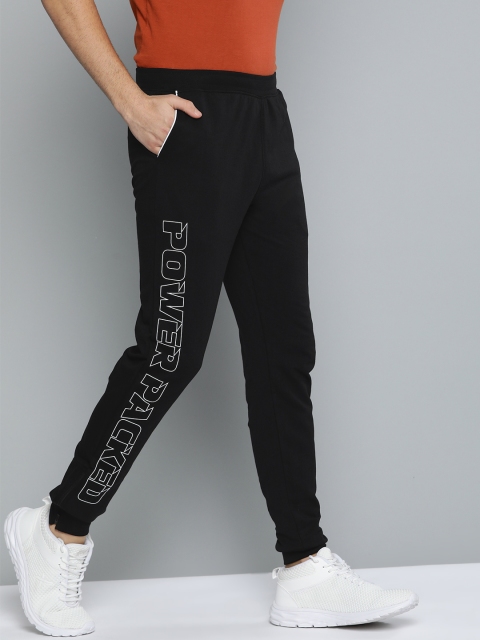 

HRX By Hrithik Roshan Men Jet Black Typographic Slim Fit Bio-Wash Lifestyle Joggers