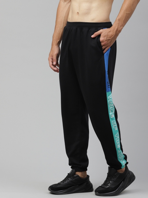 

HRX By Hrithik Roshan Men Jet Black Typographic Regular Fit Bio-Wash Lifestyle Joggers