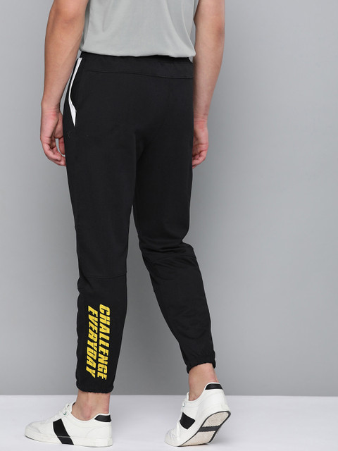 

HRX By Hrithik Roshan Men Jet Black Typographic Regular Fit Bio-Wash Lifestyle Joggers