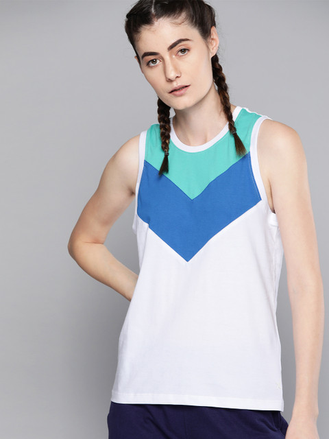 

HRX By Hrithik Roshan Women Optic White Colourblock Bio-Wash Lifestyle Tshirt