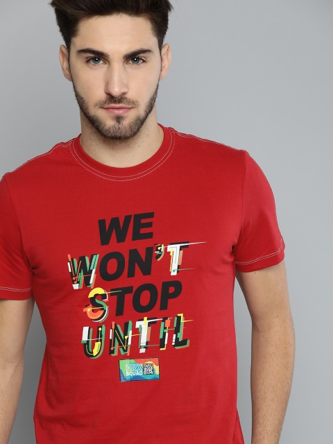 

HRX By Hrithik Roshan Men Barbados Cherry Typographic Bio-Wash Lifestyle Tshirt, Red
