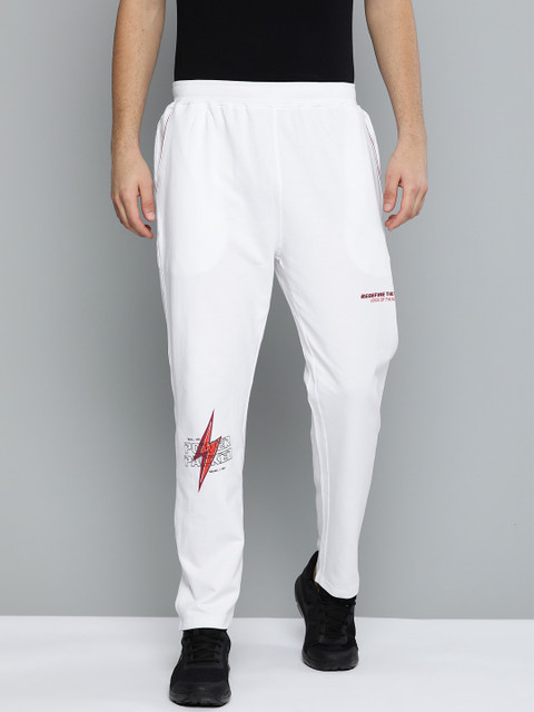 

HRX By Hrithik Roshan Men Optic White Typographic Slim Fit Bio-Wash Lifestyle Track Pants