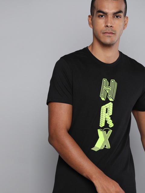 

HRX By Hrithik Roshan Men Optic White Solid Bio-Wash Lifestyle Tshirt, Black