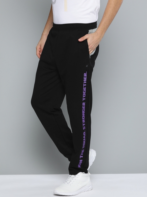 

HRX By Hrithik Roshan Men Jet Black Typographic Slim Fit Bio-Wash Lifestyle Track Pants