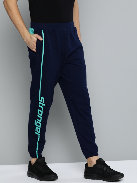 

HRX By Hrithik Roshan Men Medieval Blue Typographic Regular Fit Bio-Wash Lifestyle Joggers, Navy blue