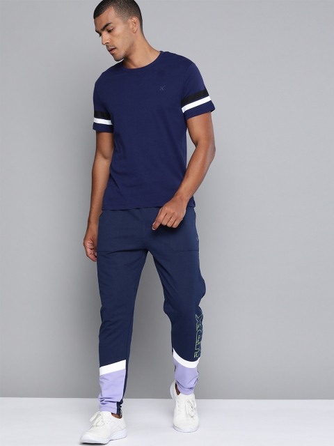 

HRX By Hrithik Roshan Men Medieval Blue Solid Regular Fit Bio-Wash Lifestyle Track Pants, Navy blue