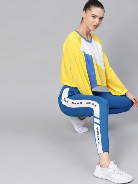 

HRX By Hrithik Roshan Women Strong Blue & Optic White Slim Fit Bio-Wash Lifestyle Joggers