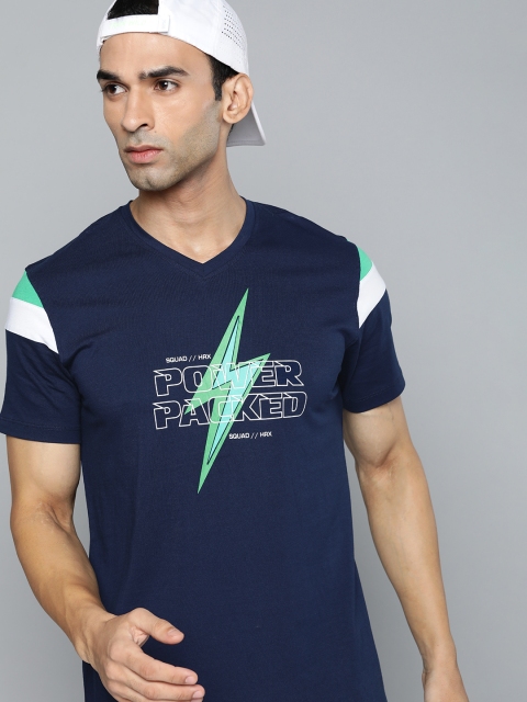 

HRX By Hrithik Roshan Men Medieval Blue Typographic Bio-Wash Lifestyle Tshirt, Navy blue