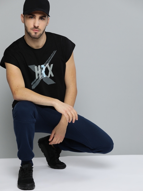 

HRX By Hrithik Roshan Men Jet Black Solid Bio-Wash Lifestyle Tshirt