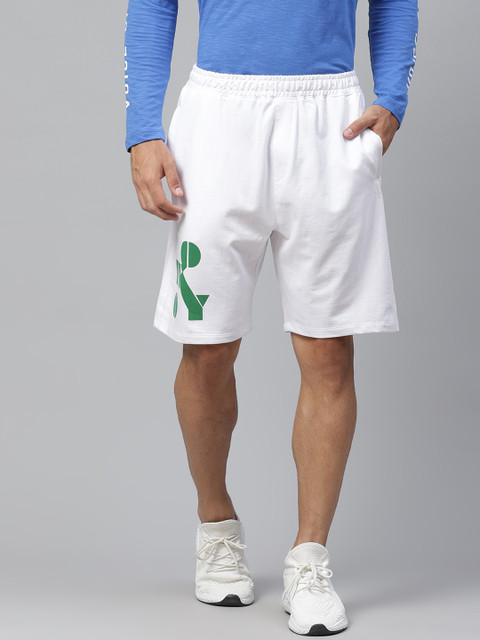

HRX By Hrithik Roshan Men White Solid Regular Fit Mid-Rise Bio-Wash Lifestyle Shorts