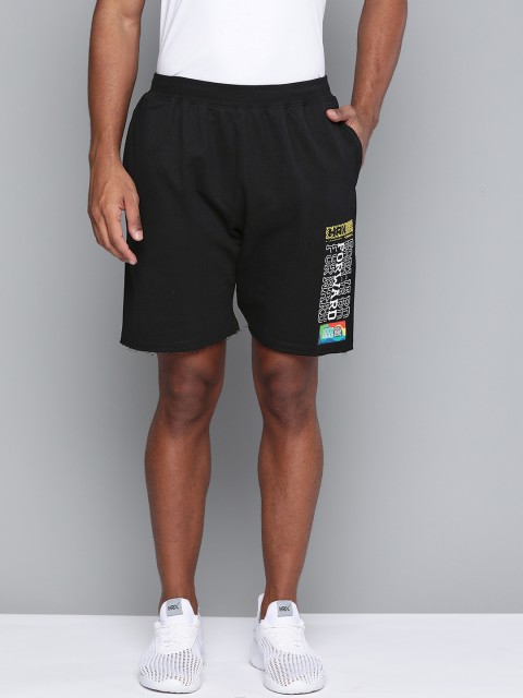 

HRX By Hrithik Roshan Men Jet Black Solid Regular Fit Bio-Wash Lifestyle Shorts