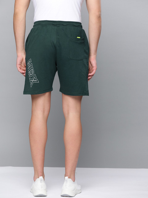 

HRX By Hrithik Roshan Men Teal Green Solid Regular Fit Bio-Wash Lifestyle Shorts