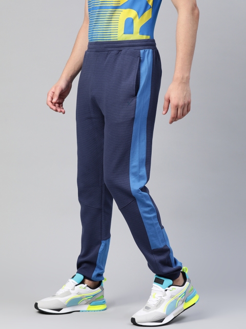 

HRX by Hrithik Roshan Men Medieval Blue Side Stripe Slim Fit Bio-Wash Lifestyle Joggers, Navy blue