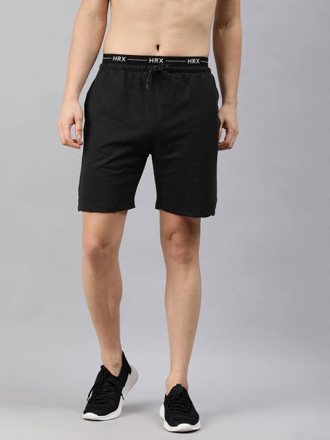 

HRX By Hrithik Roshan Men Black Regular Fit Bio-Wash Gold Finish Lifestyle Shorts