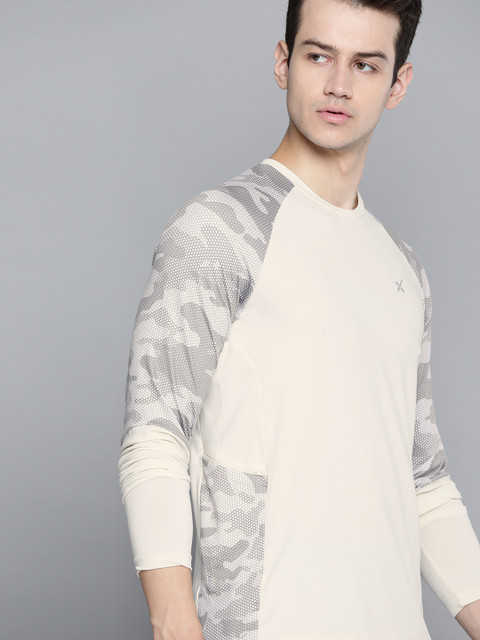 

HRX By Hrithik Roshan Men Tofu Camouflage Rapid-Dry Antimicrobial Running T-shirt, Off white