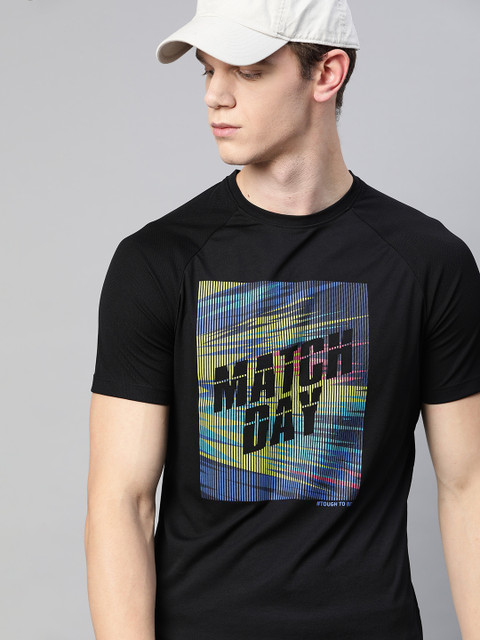 

HRX By Hrithik Roshan Men Black Solid Bio-Wash Cricket Tshirt