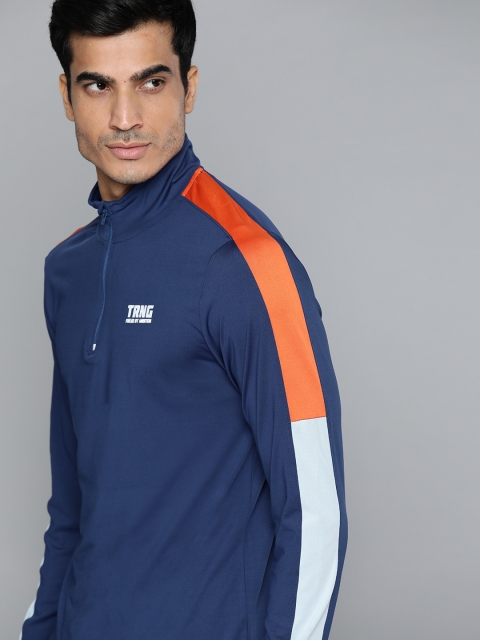 

HRX By Hrithik Roshan Men Estate Blue Solid Rapid-Dry Antimicrobial Training Tshirt